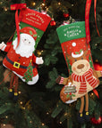 Custom Embroidered Festive Christmas Stocking, Personalised Merry Xmas Present Sock Santa Reindeer Holiday Decor Family Kid Gift Bag Storage