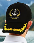 Custom Embroidered Gold Wreath Captain Cap, Personalised Nautica Sailing Hat Travel Yacht Crew Wedding Party Bridesmaid Groomsman Favor Gift
