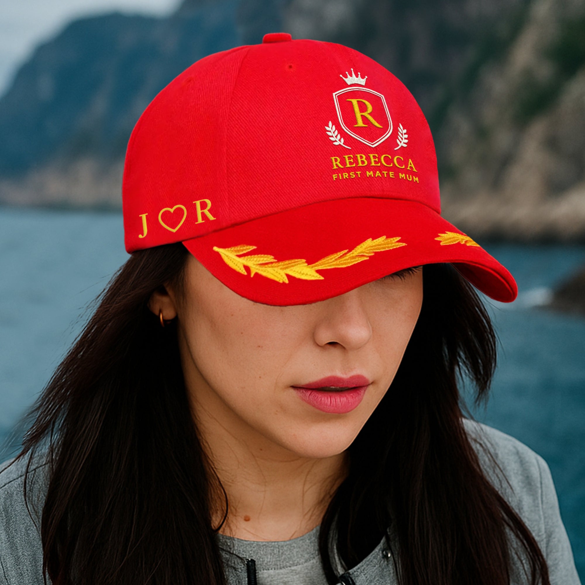 Custom Embroidered Gold Wreath Captain Cap, Personalised Nautica Sailing Hat Travel Yacht Crew Wedding Party Bridesmaid Groomsman Favor Gift