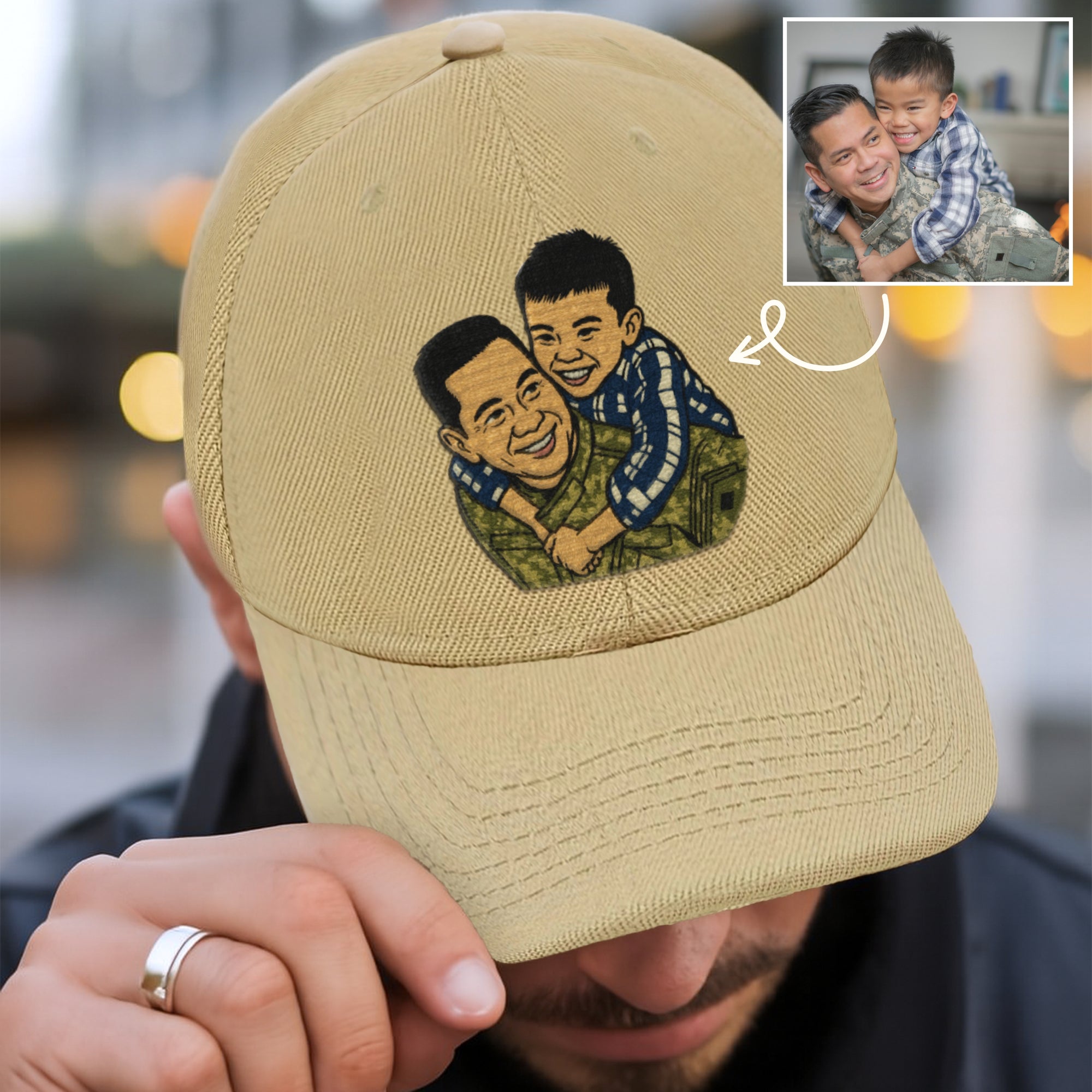 Custom Embroidered Photo Unisex Baseball Cap, Personalised Adjustable Outdoor Casual Breathable Hat, Dad Mom Kid, Christmas, Corporate Gift