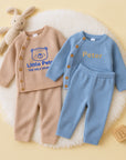 Custom Embroidered Knit Baby Name Long Top & Pant Set, Personalised Pregnant Announcement Kid Clothing, Christening, Birthday, New Mom Gift