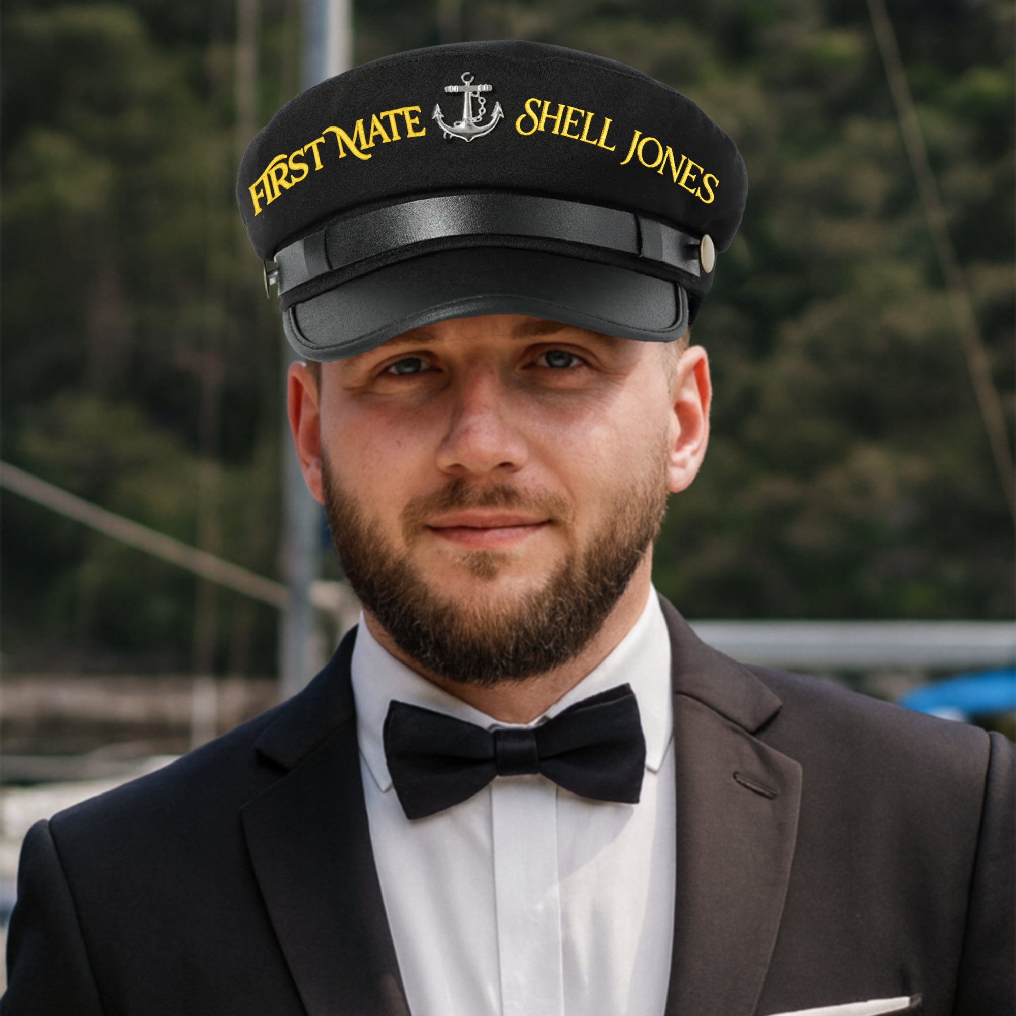 Custom Embroidered Nautical Captain Cap & Anchor, Personalised First Mate, Yatch Sailor Hat, Bachelor Hens Party, Groomsman, Bridesmaid Gift