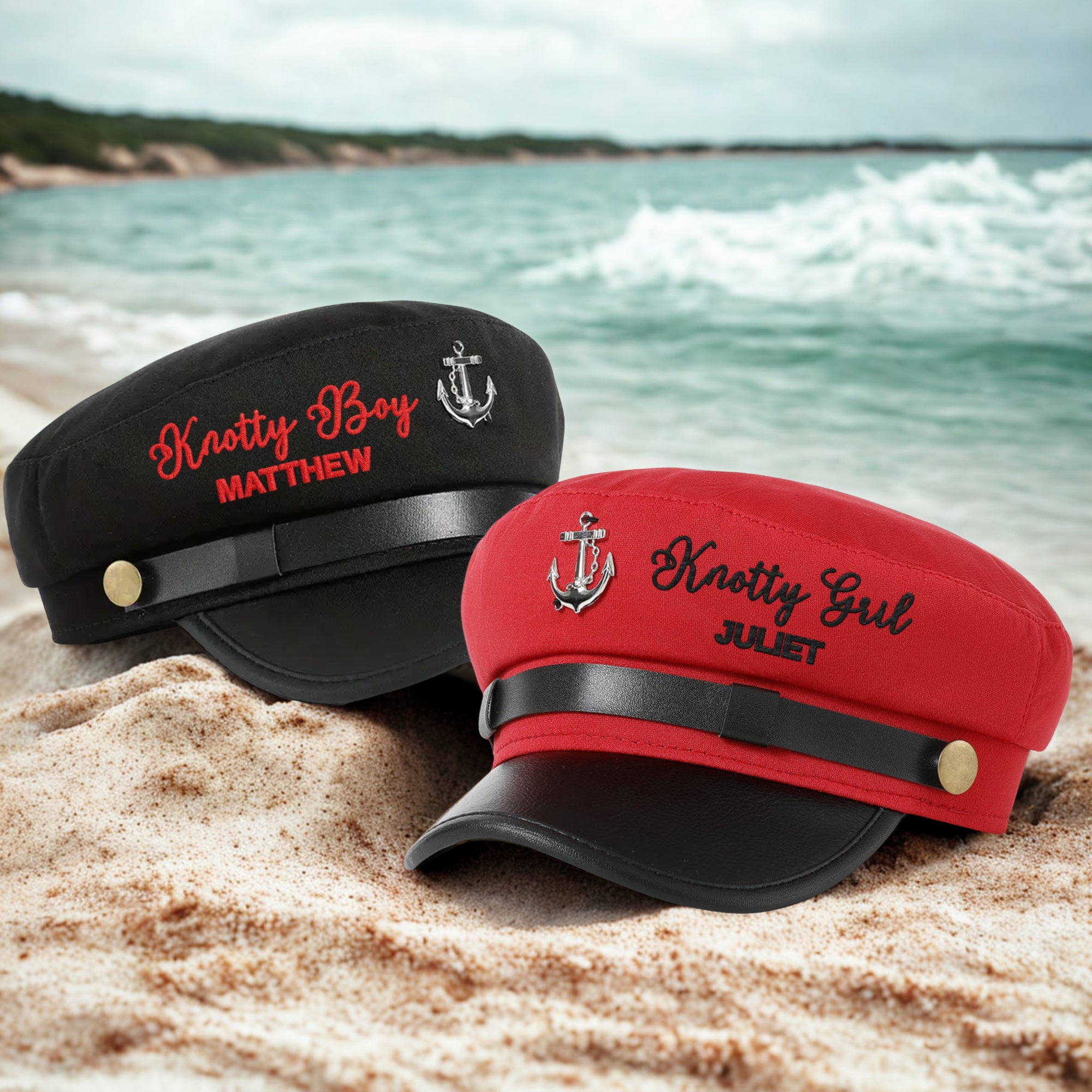 Custom Embroidered Nautical Captain Cap & Anchor, Personalised First Mate, Yatch Sailor Hat, Bachelor Hens Party, Groomsman, Bridesmaid Gift