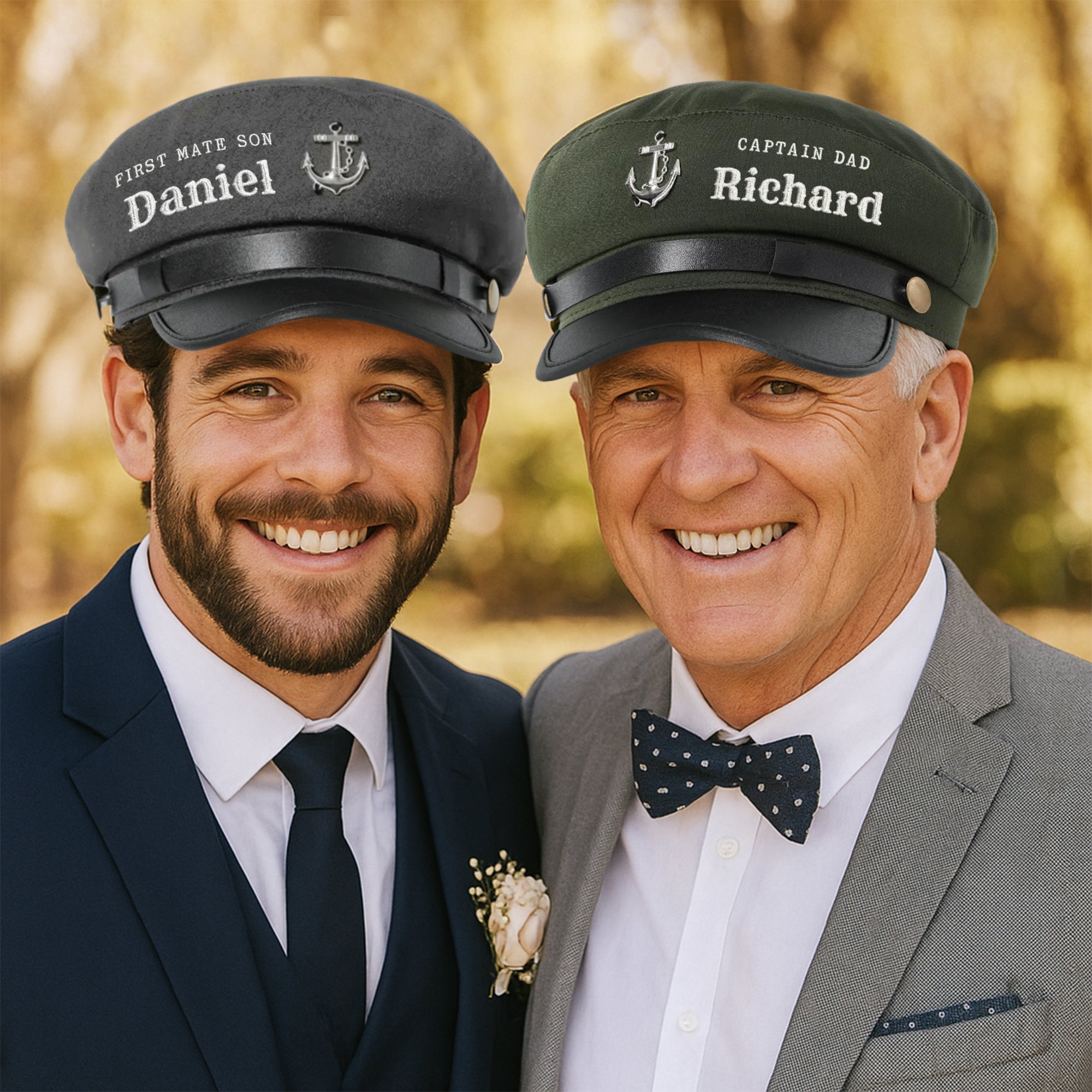 Custom Embroidered Nautical Captain Cap & Anchor, Personalised First Mate, Yatch Sailor Hat, Bachelor Hens Party, Groomsman, Bridesmaid Gift