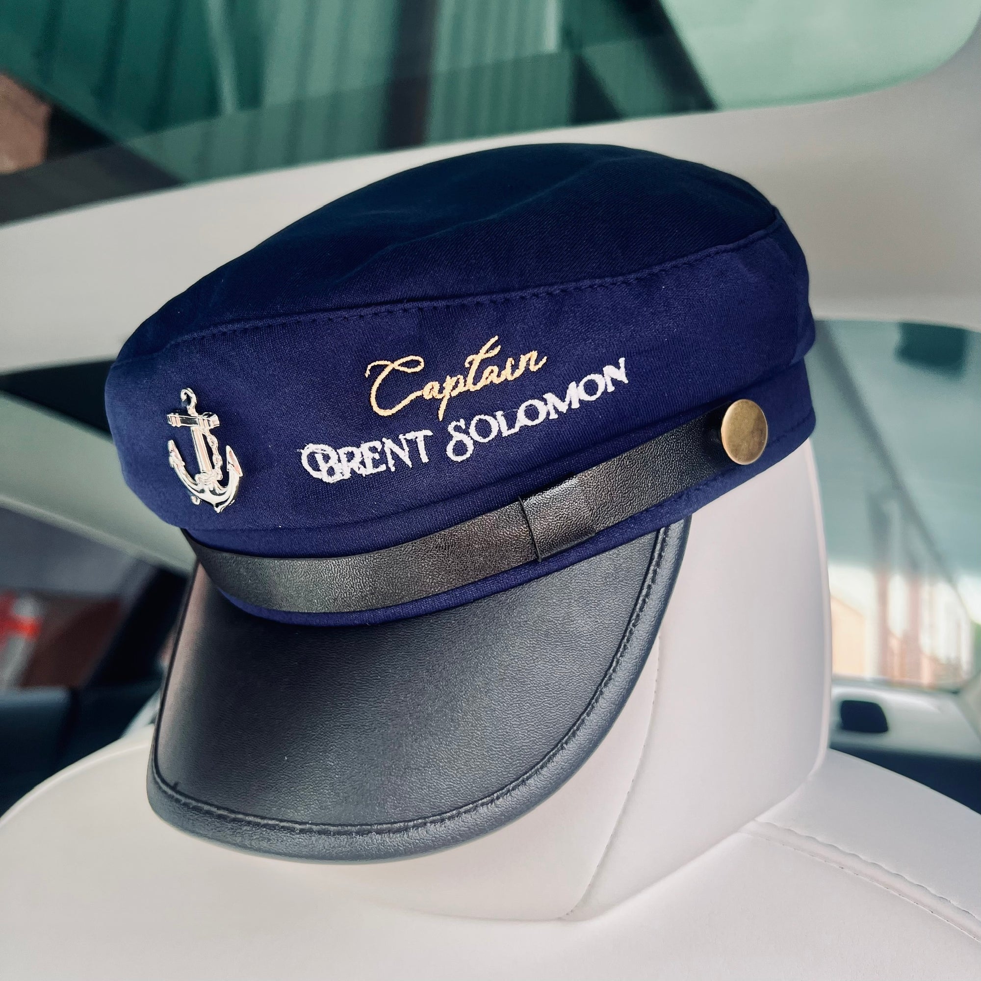 Custom Embroidered Nautical Captain Cap & Anchor, Personalised First Mate, Yatch Sailor Hat, Bachelor Hens Party, Groomsman, Bridesmaid Gift
