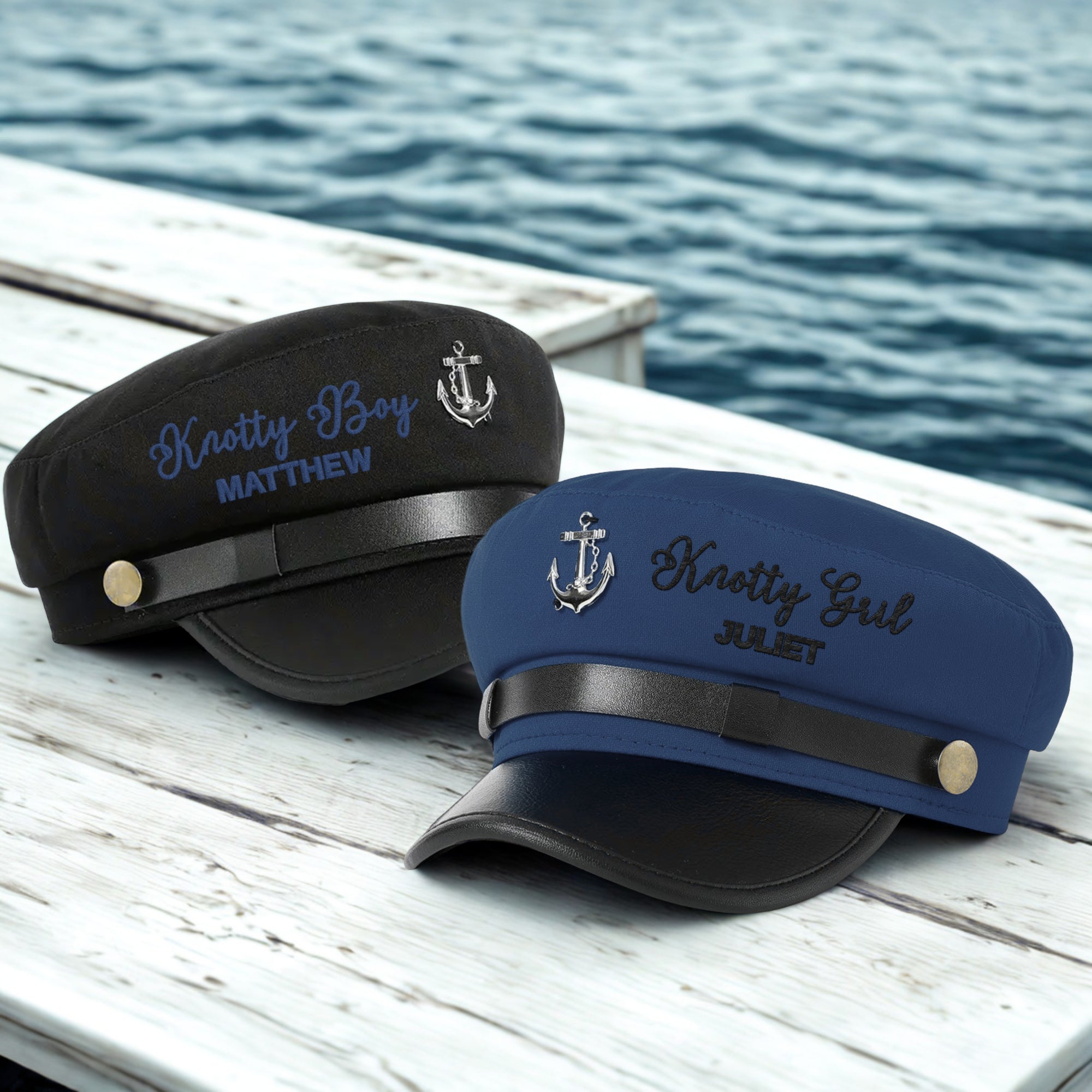 Custom Embroidered Nautical Captain Cap & Anchor, Personalised First Mate, Yatch Sailor Hat, Bachelor Hens Party, Groomsman, Bridesmaid Gift