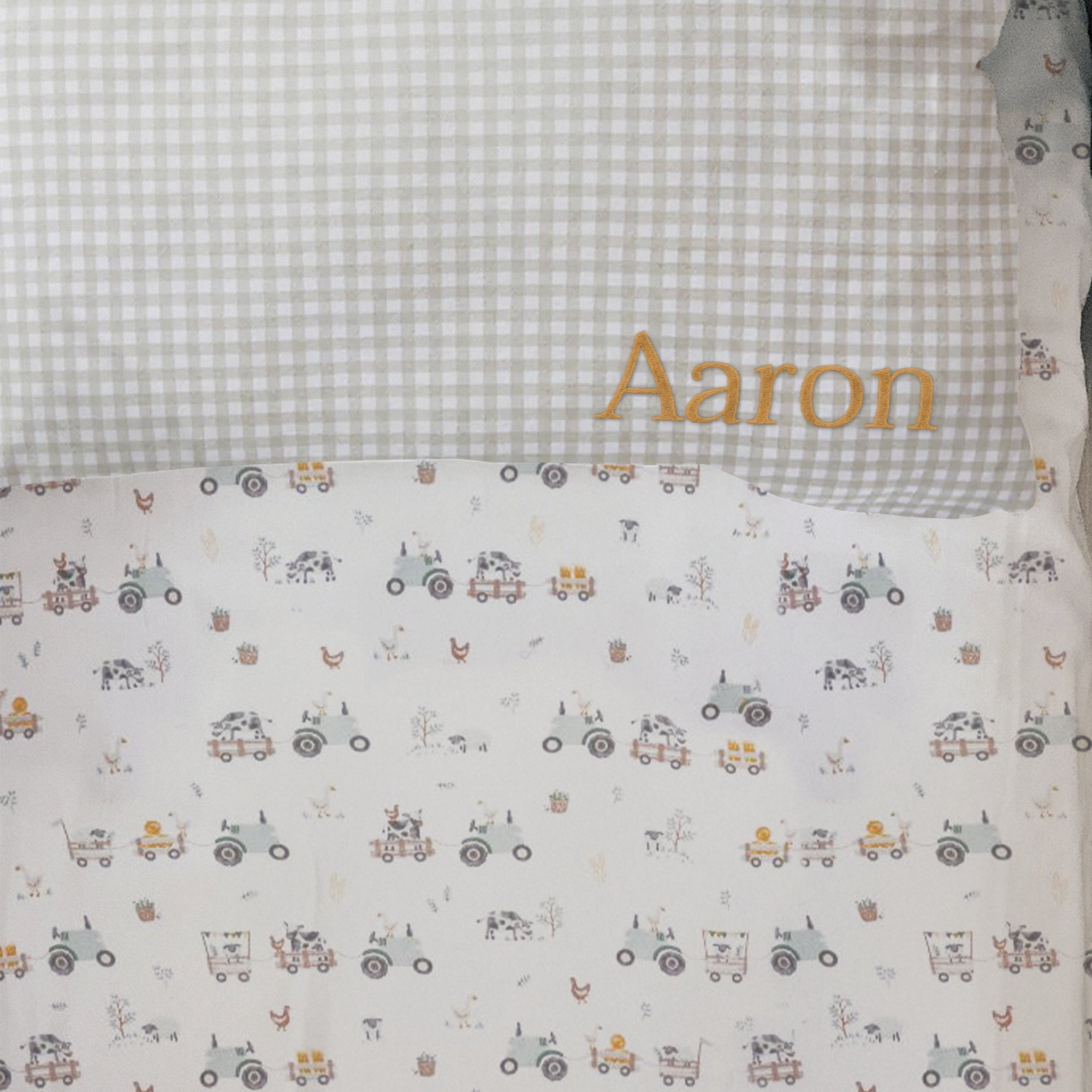Custom Embroidered Organic Pillowcase & Port-a-Cot Sheet Set, Personalised Infant Baby Boy Name Crib Sleep Cover, Christening, Birthday Gift