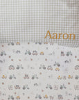 Custom Embroidered Organic Pillowcase & Port-a-Cot Sheet Set, Personalised Infant Baby Boy Name Crib Sleep Cover, Christening, Birthday Gift