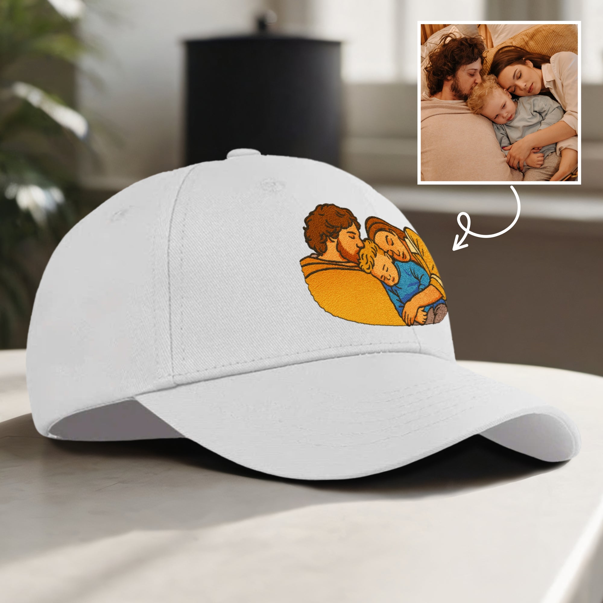 Custom Embroidered Photo Unisex Baseball Cap, Personalised Adjustable Outdoor Casual Breathable Hat, Dad Mom Kid, Christmas, Corporate Gift