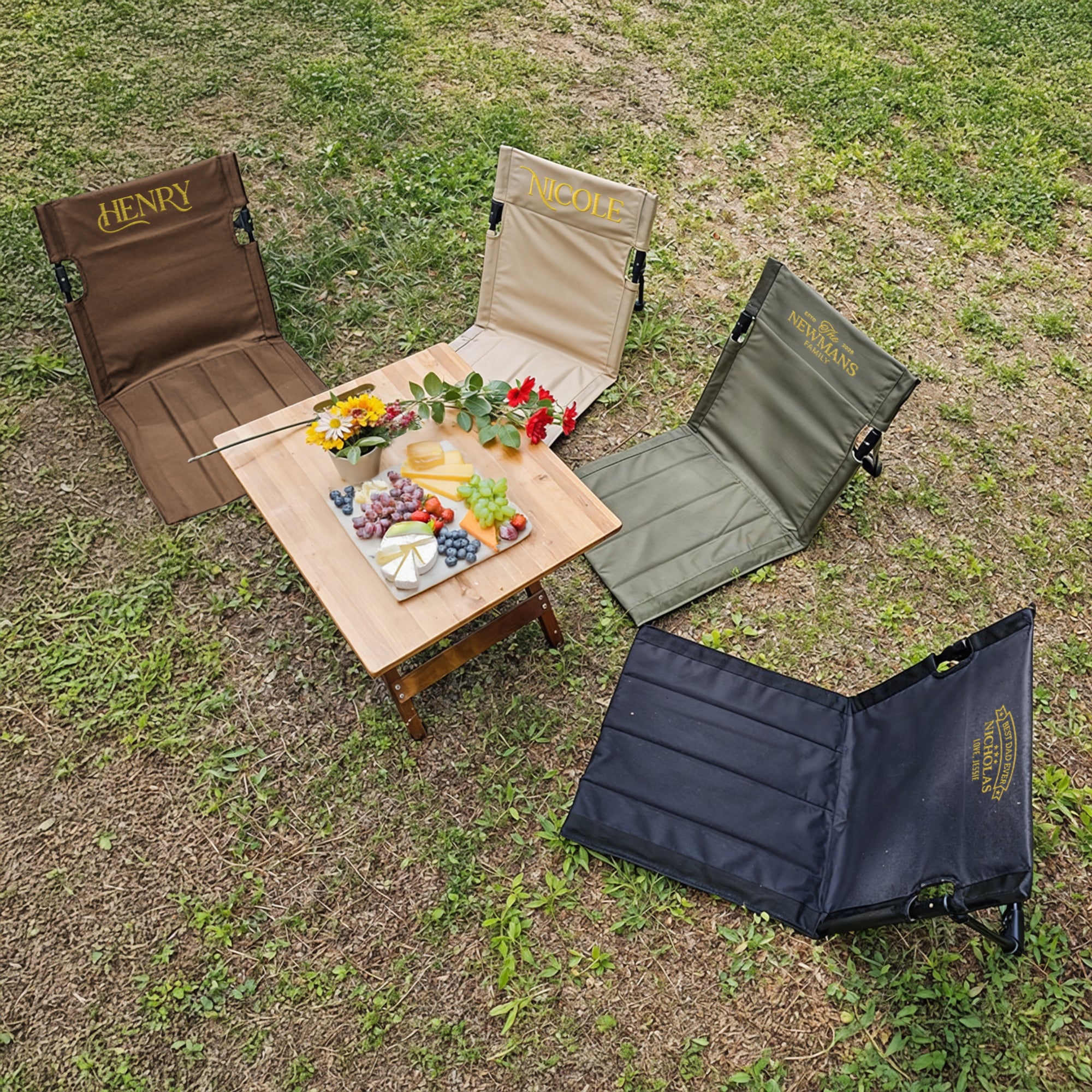 Custom Embroidered Portable Folding Camping Chair, Personalised Logo Ultra Light Outdoor Sport Beach/ Picnic Seat, Birthday, Coach Xmas Gift