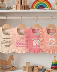 Custom Embroidered Ruffle Trim Muslin Baby Bandana Bib, Personalised Drool Burp Cloth, First Birthday Infant Newborn Shower Christening Gift
