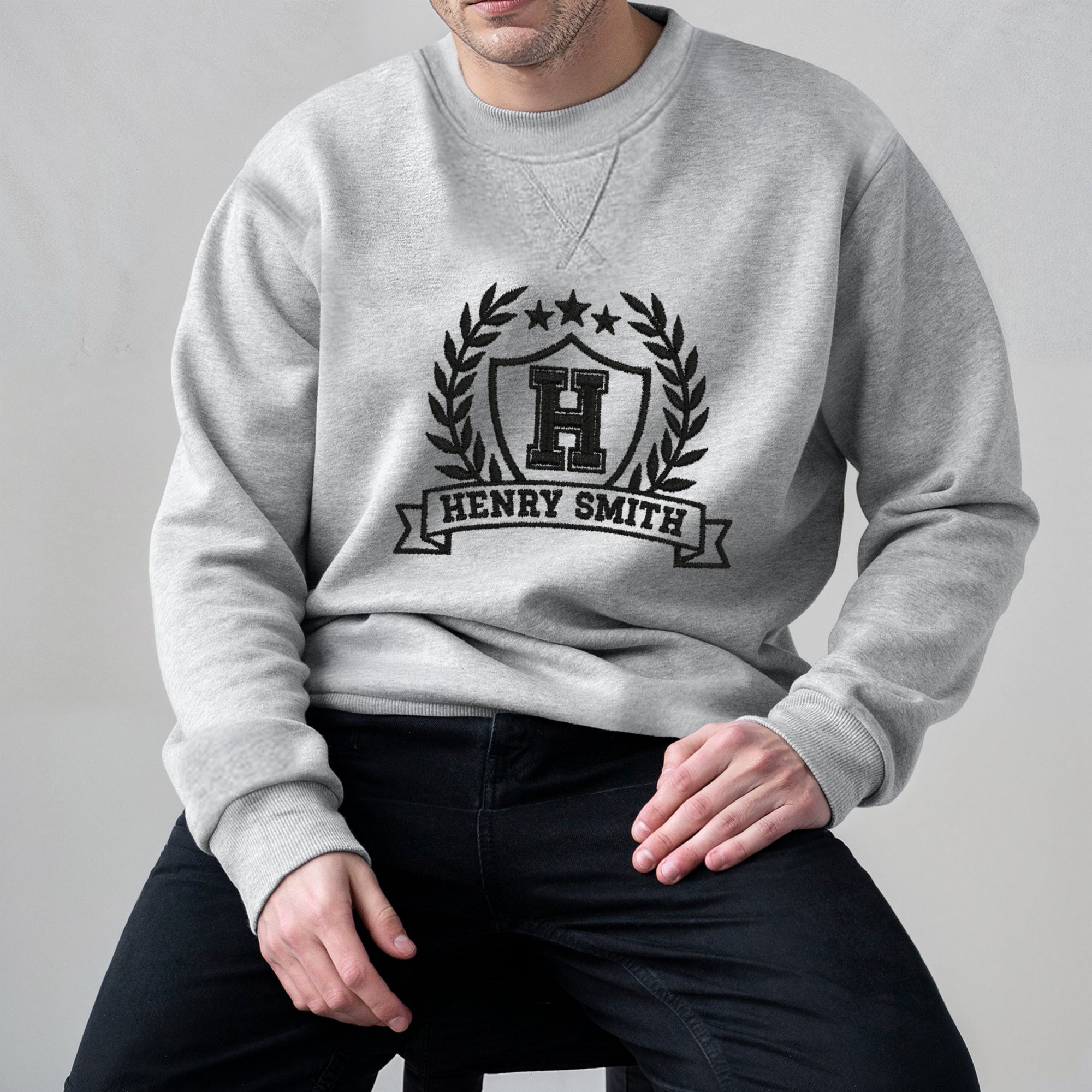 Custom Embroidered Unisex Sweatshirt, Personalised Family Jumper, Unisex Oversized Logo Crewneck Hoodie,  Birthday, Couple Mum Dad Xmas Gift