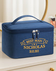 Custom Embroidered Unisex Toiletry Bag, Personalised Cosmetic Storage Zip Bag, Carry Travel Vanity Case, Groomsman, Bridesmaid Birthday Gift