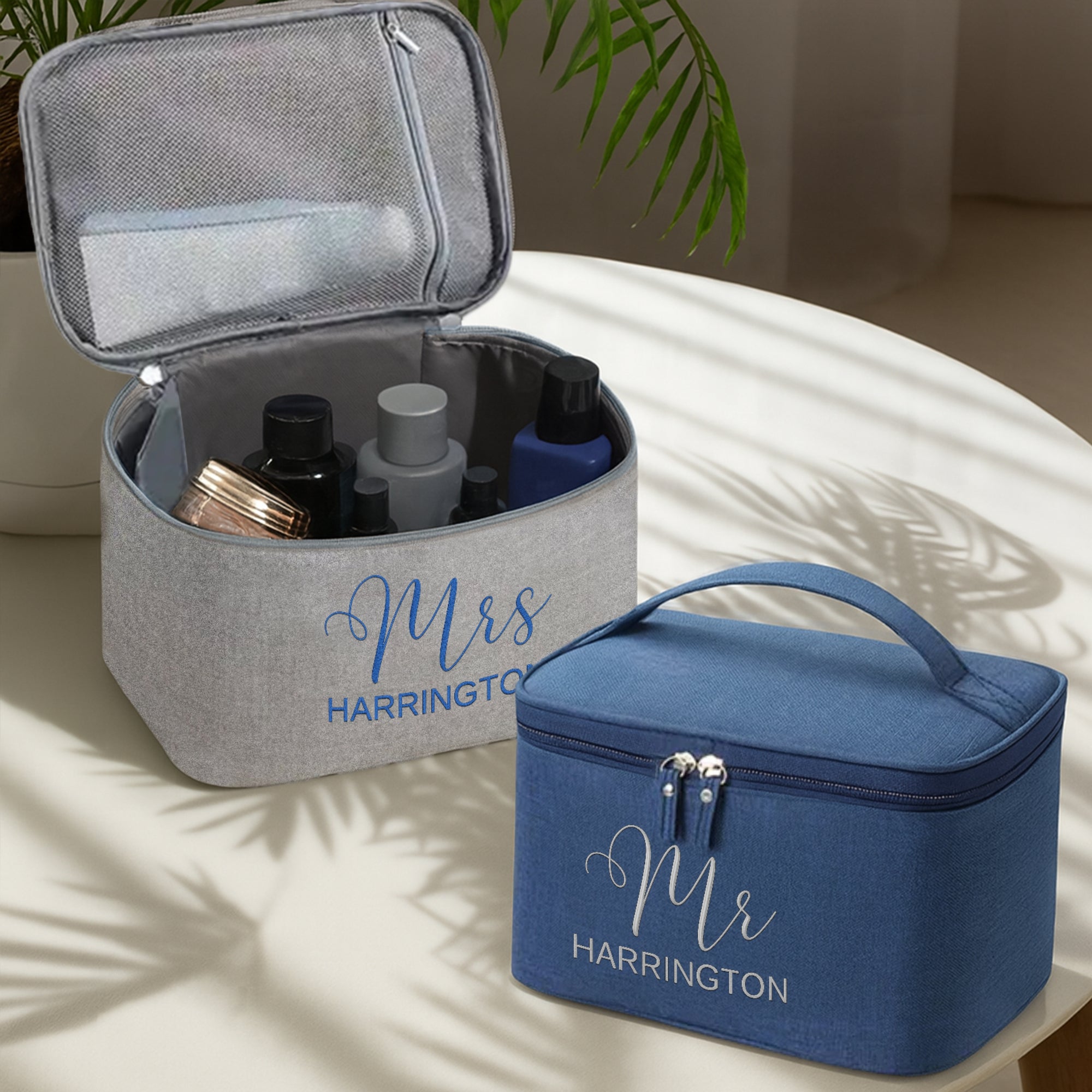 Custom Embroidered Unisex Toiletry Bag, Personalised Cosmetic Storage Zip Bag, Carry Travel Vanity Case, Groomsman, Bridesmaid Birthday Gift