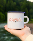 Custom Enamel Camping Mug for Kids, Personalised UV Print Soup, Marshmallow Chocolate Cup , Adventure, Picnic, Hiking Travel Christmas Gift