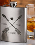 Custom Engraved 7oz Hip Flask Gift Set - Shot Glasses & Funnel | Personalised Logo Groomsmen, Birthday, Father's Day, Corporate Keepsake Box