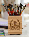 Custom Engraved Bamboo Pen Holder, Personalised Desk Organiser, Home Decor Office Accessory, Birthday Housewarming, Graduation, Teacher Gift