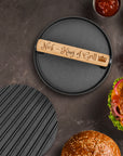 Custom Engraved Cast Iron BBQ Grill Press, Personalised Burger & Meat Weight, Barbecue Lover, Outdoor Cooking Dad Birthday Housewarming Gift