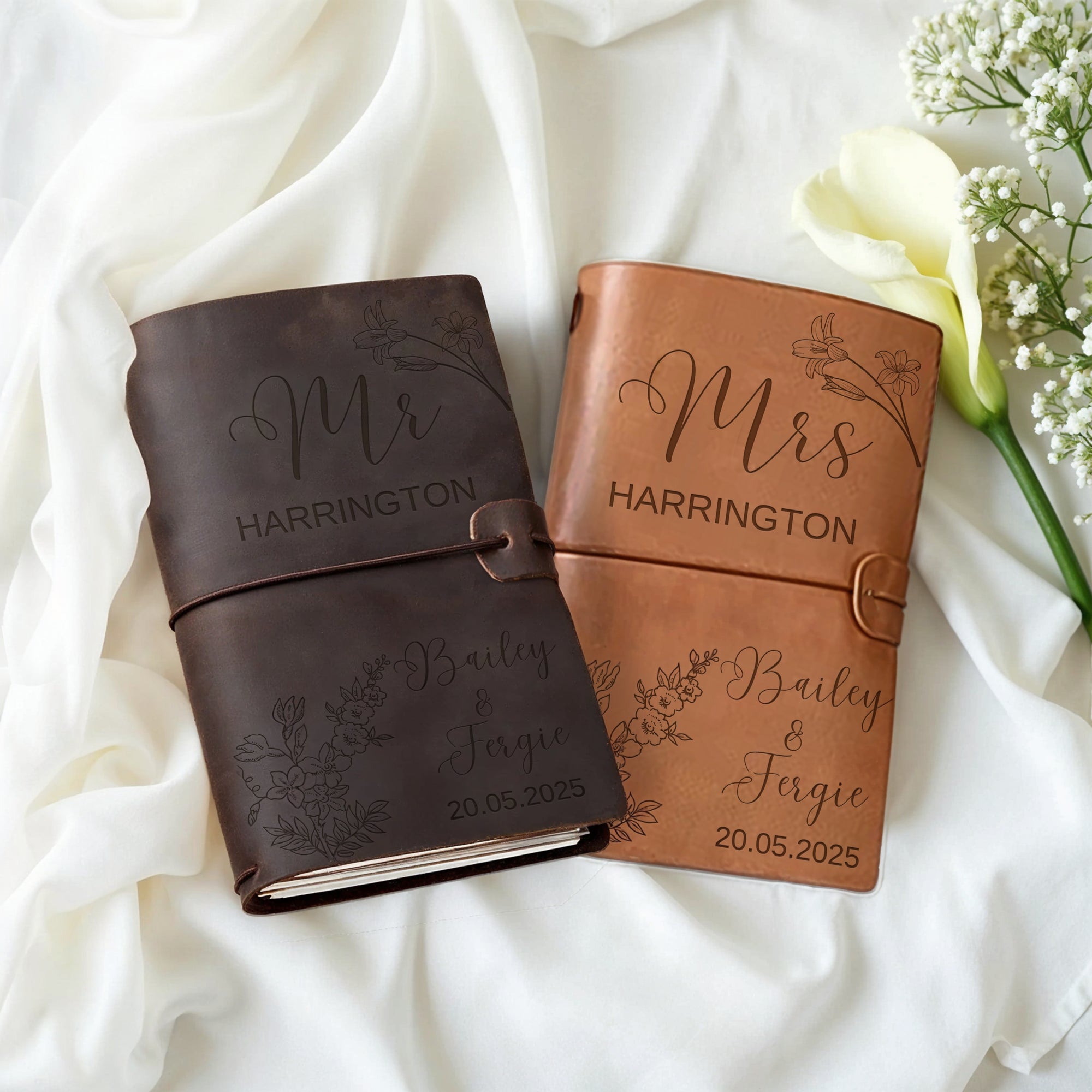 Custom Engraved Cowhide Leather Vintage His/ Her Vow Book, Personalised Wedding Ceremony Booklet Groom, Bride Speech Notebook, Keepsake Gift