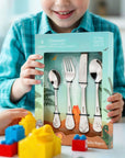 Custom Engraved Kid's Cutlery 4 Piece Set, Personalised Children Name Dinosaurs Dining Tools, Daycare Utensils, First Birthday Baptism Gift