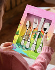 Custom Engraved Kid's Cutlery 4 Piece Set, Personalised Children Name Fairy Tale Dining Tools, Daycare Utensils, First Birthday Baptism Gift
