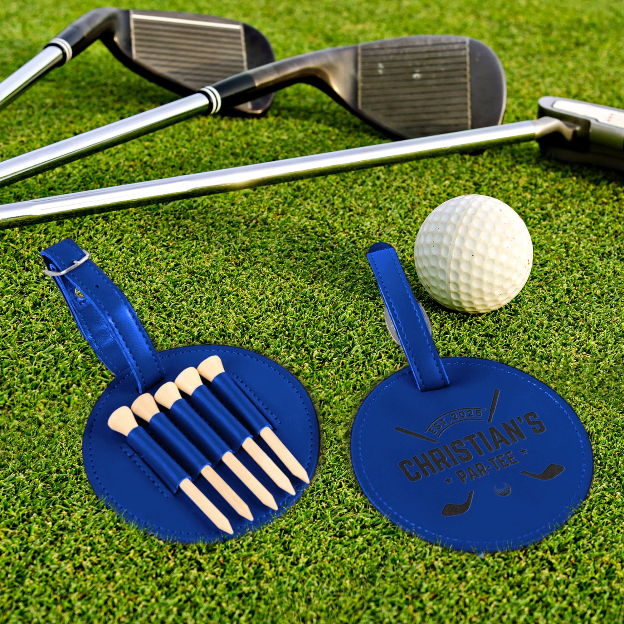 Custom Engraved Leatherette Golf Tee Holder Tag, Personalised Name/ Logo Sport Accessories, Dad, Golfer, Groomsmen, Christmas Corporate Gift