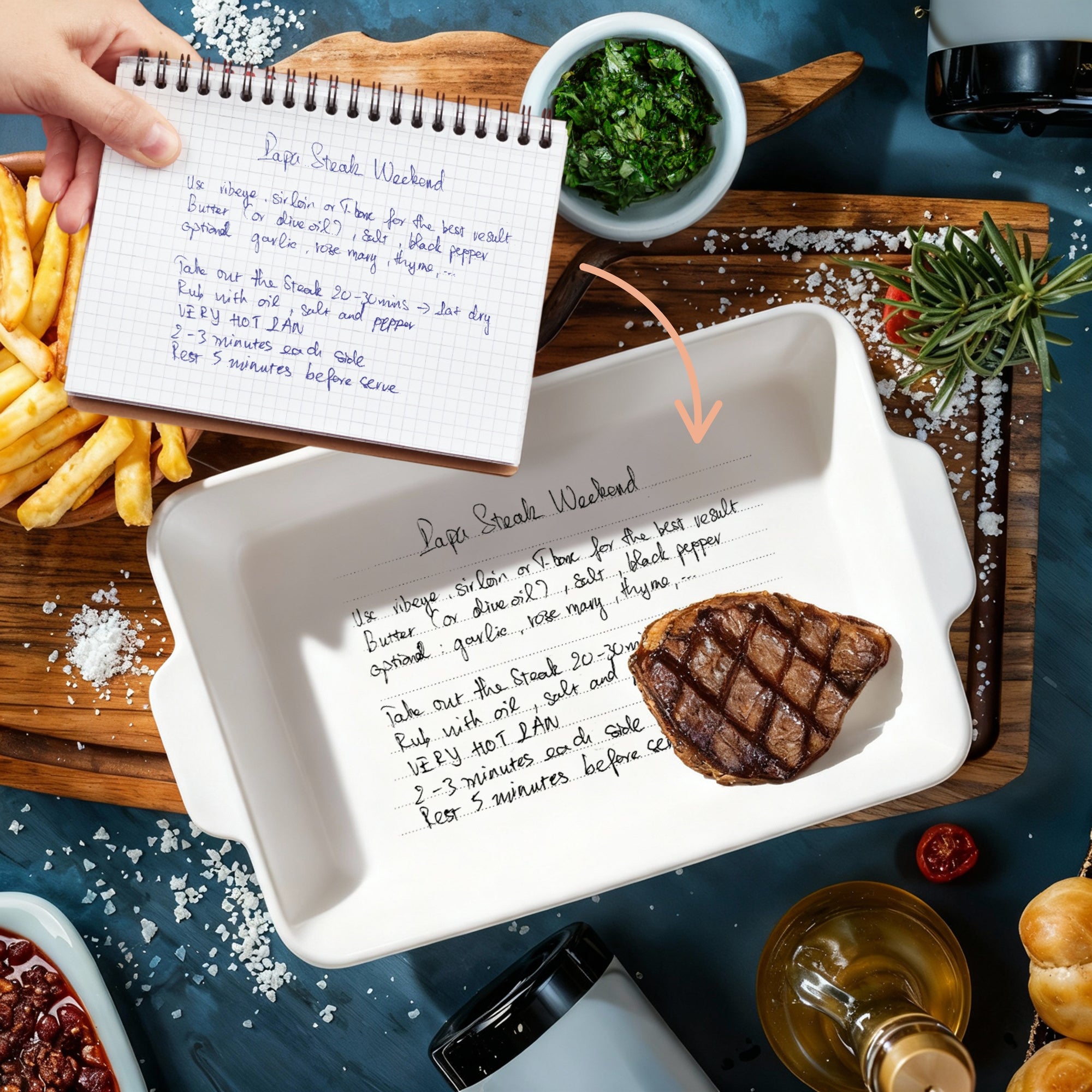 Custom Engraved Recipe & Photo White Porcelain Baking Tray, Personalised Portrait Pie Dish, Kitchen Keepsake, Housewarming Grandma Xmas Gift
