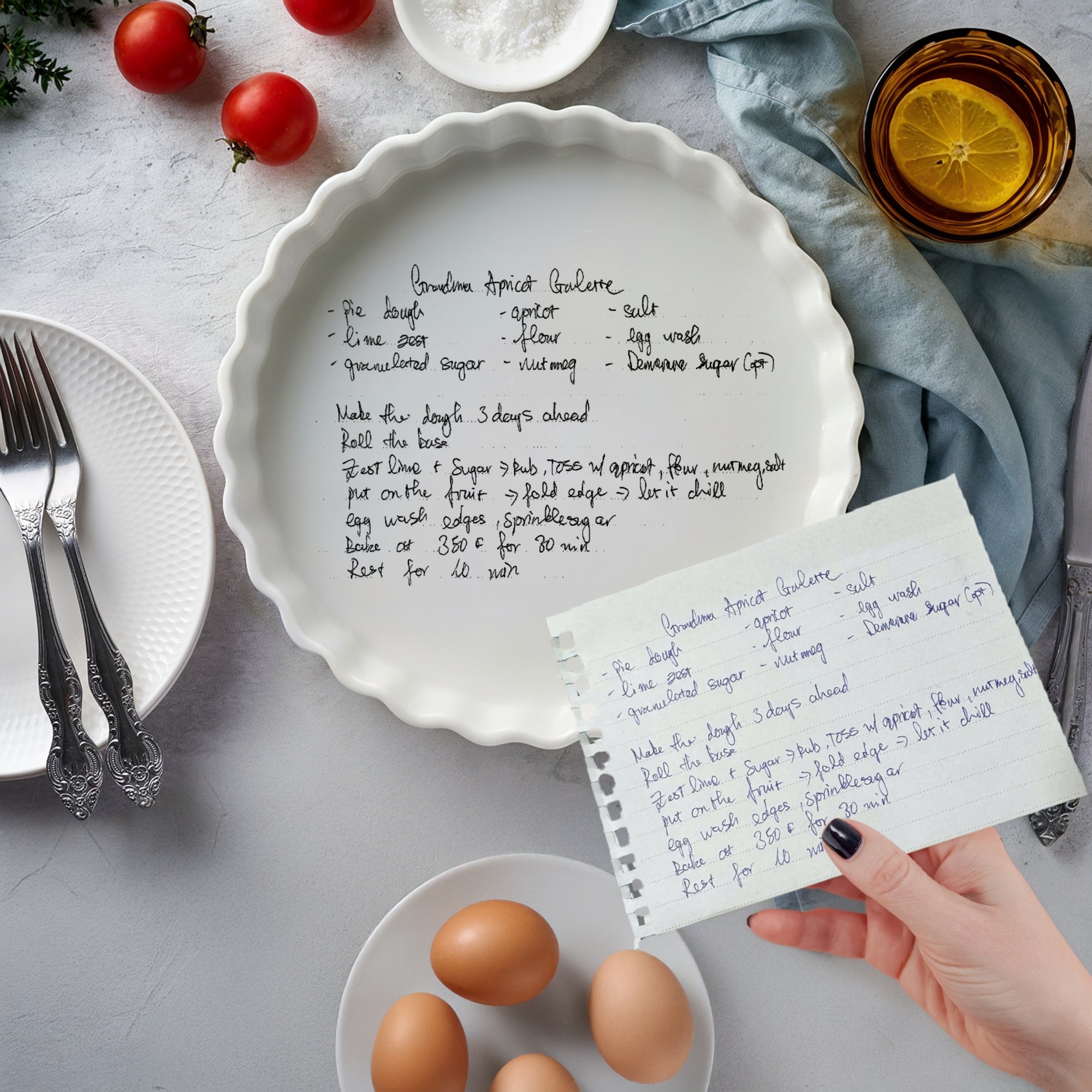 Custom Engraved Recipe & Photo White Porcelain Round Baking Tray, Personalised Portrait Quiches Tart Pie Dish, Kitchen Keepsake Grandma Gift