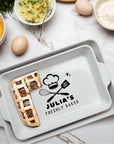 Custom Engraved Rectangle White Porcelain Baking Tray, Personalised Portrait Pie Dish, Kitchen Keepsake, Housewarming Grandma Christmas Gift
