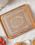 Custom Engraved Square Glass Baking Tray, Personalised Casseroles, Dessert, Pie Dish, Tableware, Mom Dad Kitchen Housewarming Christmas Gift