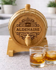 Custom Engraved Wooden Wine Barrel 1.5L | Whiskey, Brandy, Tequila Tap Dispenser, Beer Pine Wood Storage, Groomsman Wedding, Birthday Dad Gift