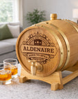Custom Engraved Wooden Wine Barrel 5L | Whiskey, Brandy, Tequila Tap Dispenser, Beer Pine Wood Storage, Groomsman Wedding, Birthday Dad Gift