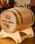 Custom Engraved Wooden Wine Barrel 5L | Whiskey, Brandy, Tequila Tap Dispenser, Beer Pine Wood Storage, Groomsman Wedding, Birthday Dad Gift