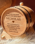 Custom Engraved Wooden Wine Barrel 5L | Whiskey, Brandy, Tequila Tap Dispenser, Beer Pine Wood Storage, Groomsman Wedding, Birthday Dad Gift