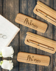 Custom Engraved Eco Bamboo Pens & Case Set – Personalised Logo Sustainable Corporate Gifts, Teacher, Student, Event, Wedding Signature Pen
