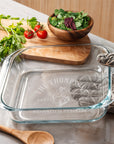 Custom Engraved Square Glass Baking Tray, Personalised Casseroles, Dessert, Pie Dish, Tableware, Mom Dad Kitchen Housewarming Christmas Gift