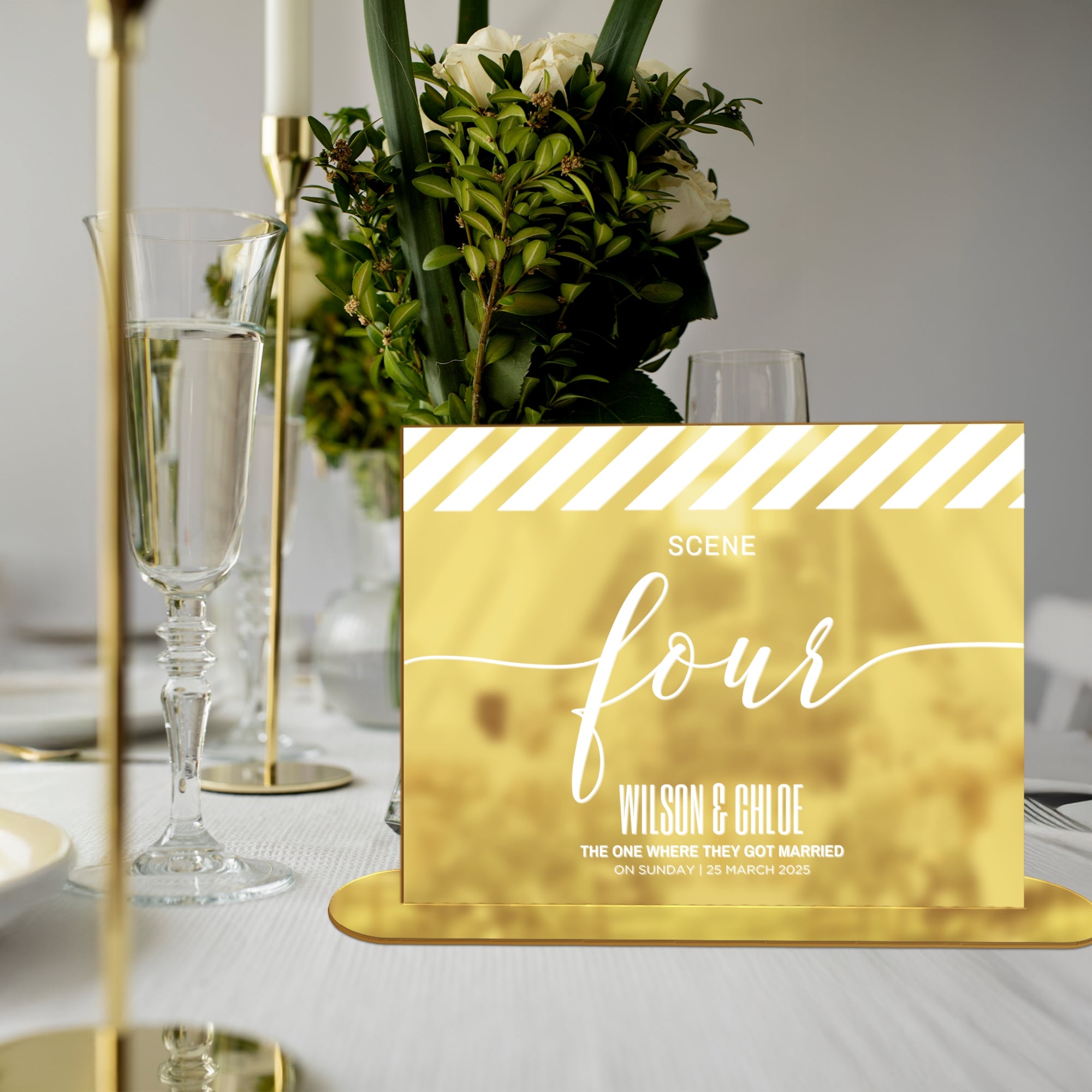 Custom UV Print Acrylic Clapperboard Cinefilm Table Number Sign, Personalised Wedding Movie Name Signage, Hollywood Cinema Party Event Decor