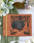 Custom Wooden Laser Cut Cover & Engraved Acrylic Wedding Guest Book, Personalised Traditional Pattern Guestbook Keepsake, Rustic Party Decor