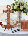 Custom Wooden Anchor Wedding Sign & Rope, Personalised Nautical Guest Book Alternative, Welcome Navy Beach Signage Destination Decor Keepsake