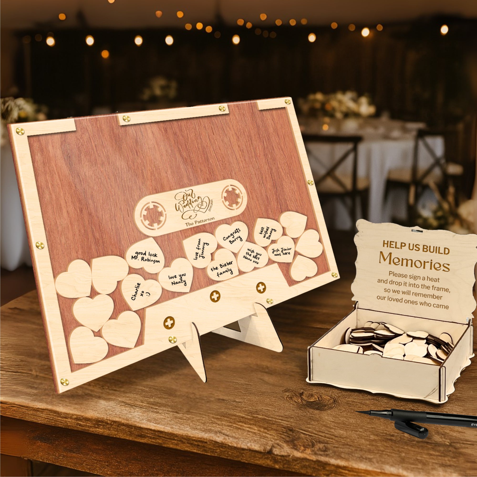 Custom Laser Cut Plywood & Acrylic Retro Cassette Tape Wedding Drop Box, Personalised Guest Book Alternative, Rustic Stationery Table Decor