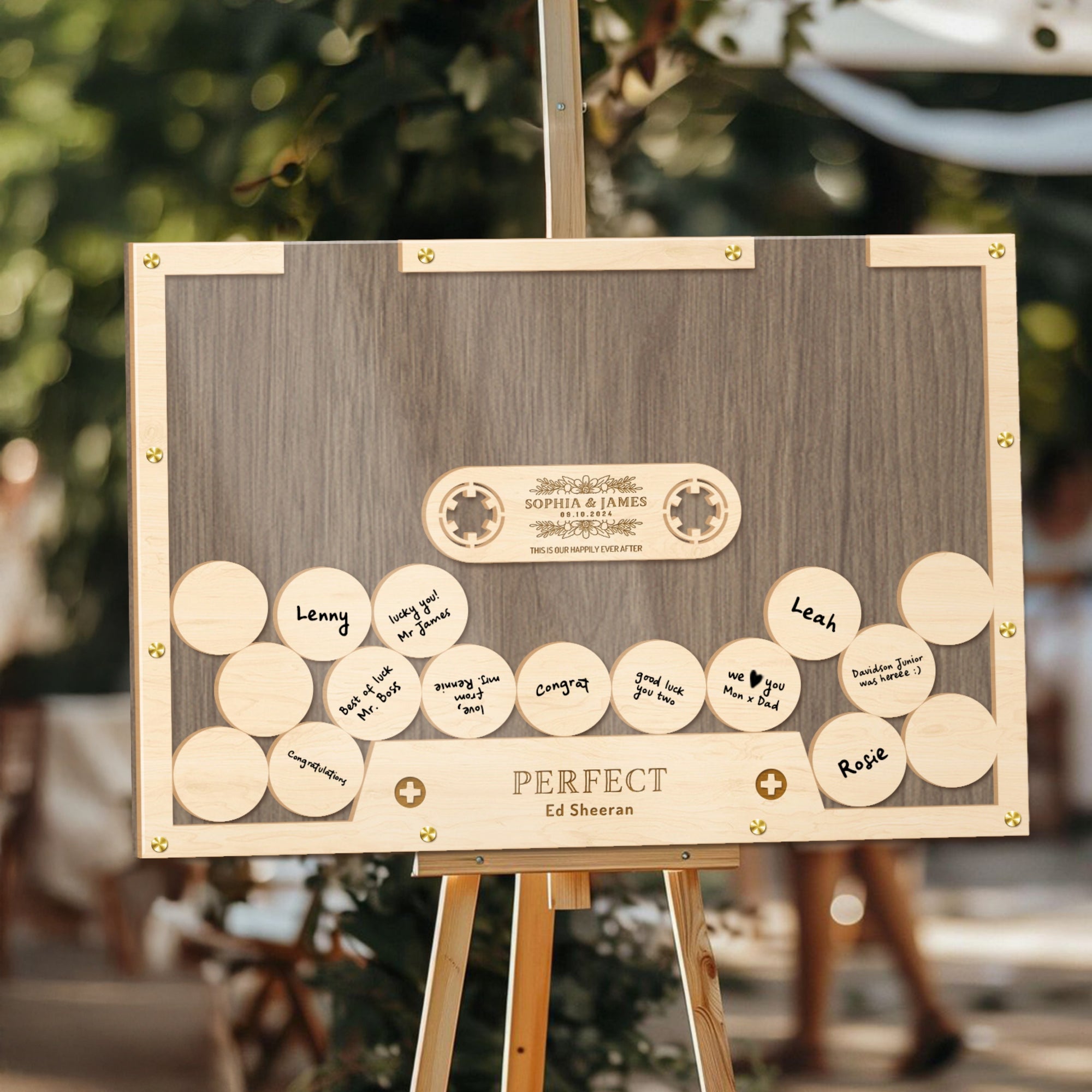 Custom Laser Cut Plywood & Acrylic Retro Cassette Tape Wedding Drop Box, Personalised Guest Book Alternative, Rustic Stationery Table Decor