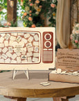 Custom Made Laser Cut Plywood & Acrylic Retro TV Wedding Chips Drop Box, Rustic Personalised Guest Book Alternative, Stationery Table Decor