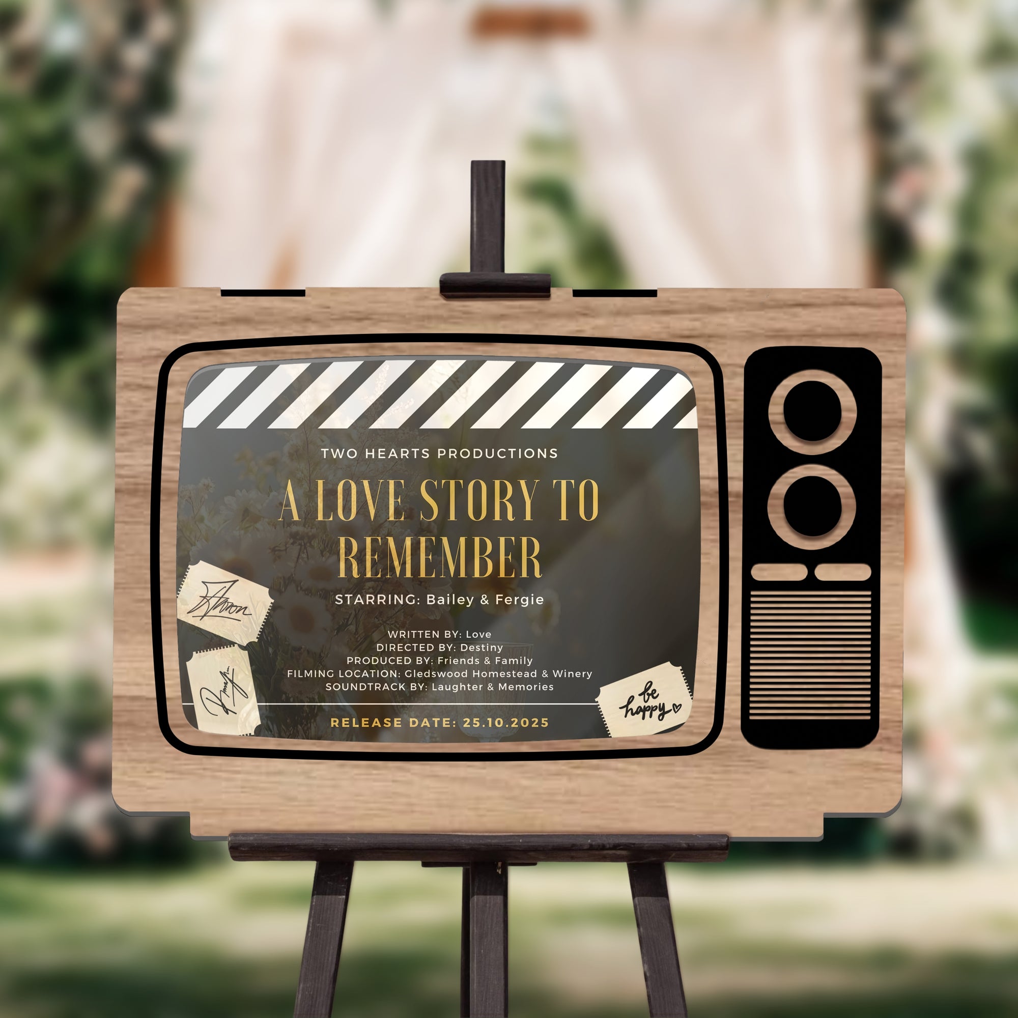 Custom Made Laser Cut Plywood & Acrylic Retro TV Wedding Couple Photo Drop Box, Personalised Guest Book Alternative Vintage Stationery Decor
