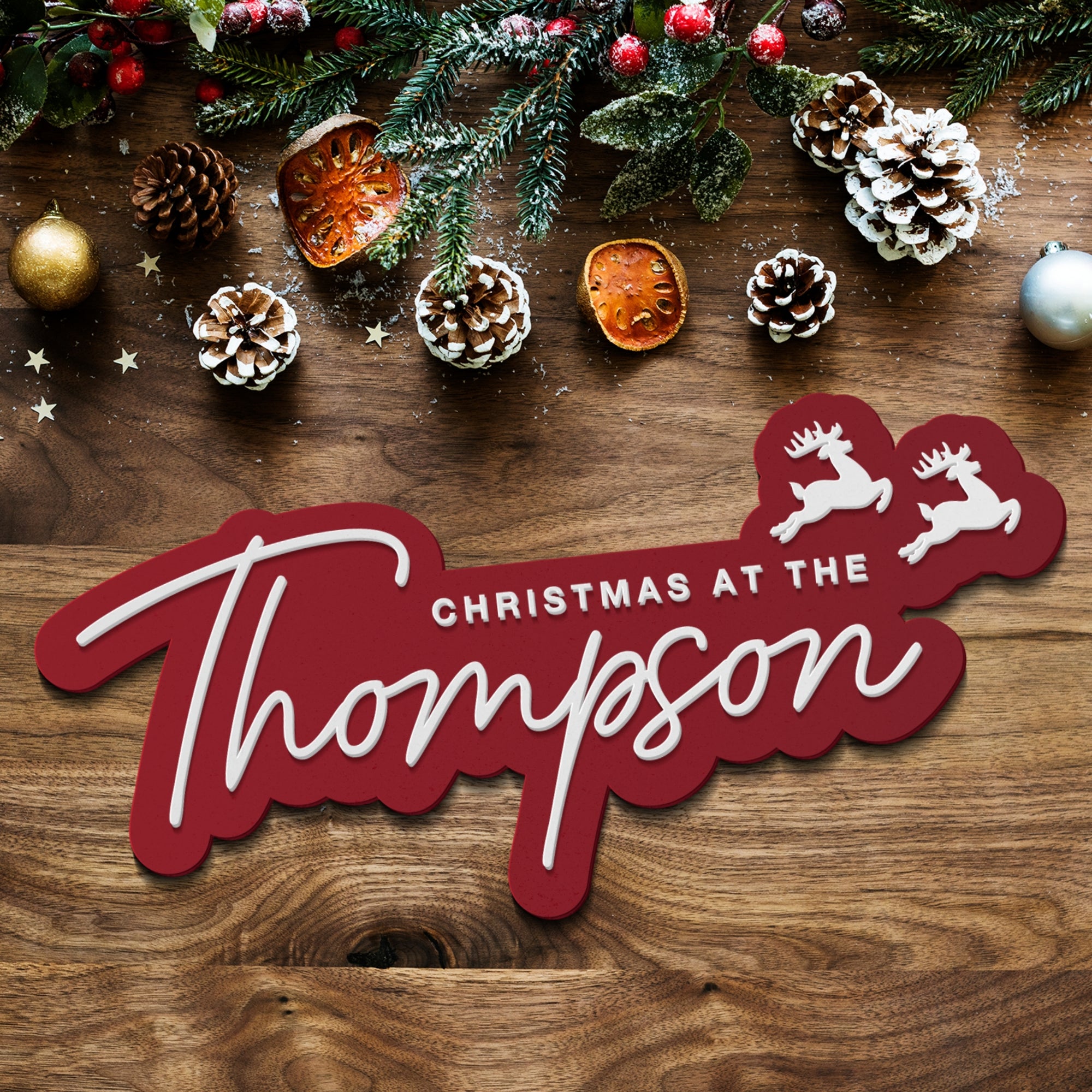 Custom Made Acrylic Double Layers Merry Christmas Family Name Sign, Personalised New Year Signage, Party Event Wall Backdrop, Festive Decor