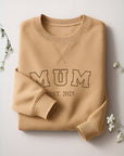 Custom Mother, Father Embroidered Unisex Sweatshirt, Personalised Family Jumper Unisex Oversized Crewneck Mum/ Mom/ Dad Embroidery Xmas Gift