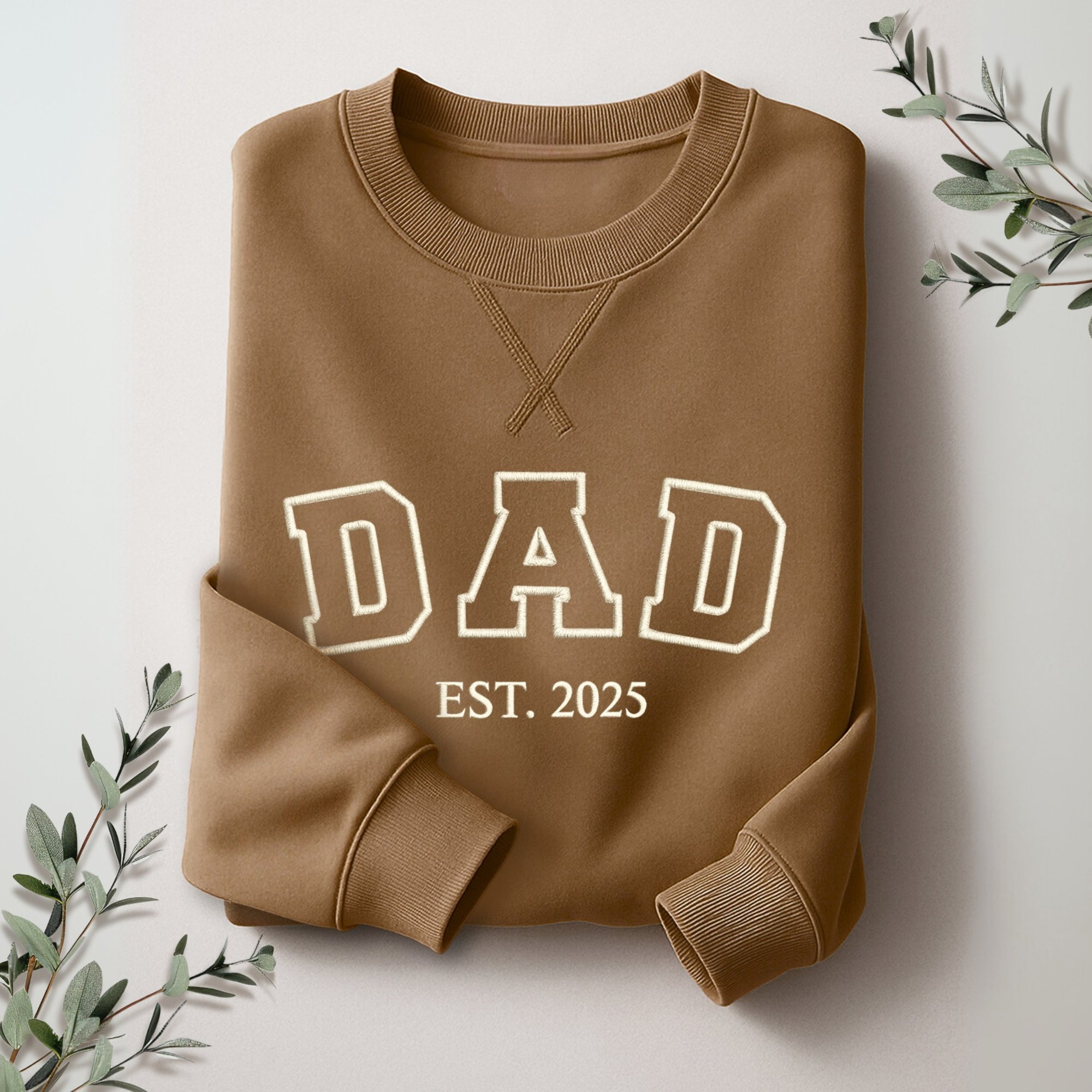 Custom Mother, Father Embroidered Unisex Sweatshirt, Personalised Family Jumper Unisex Oversized Crewneck Mum/ Mom/ Dad Embroidery Xmas Gift