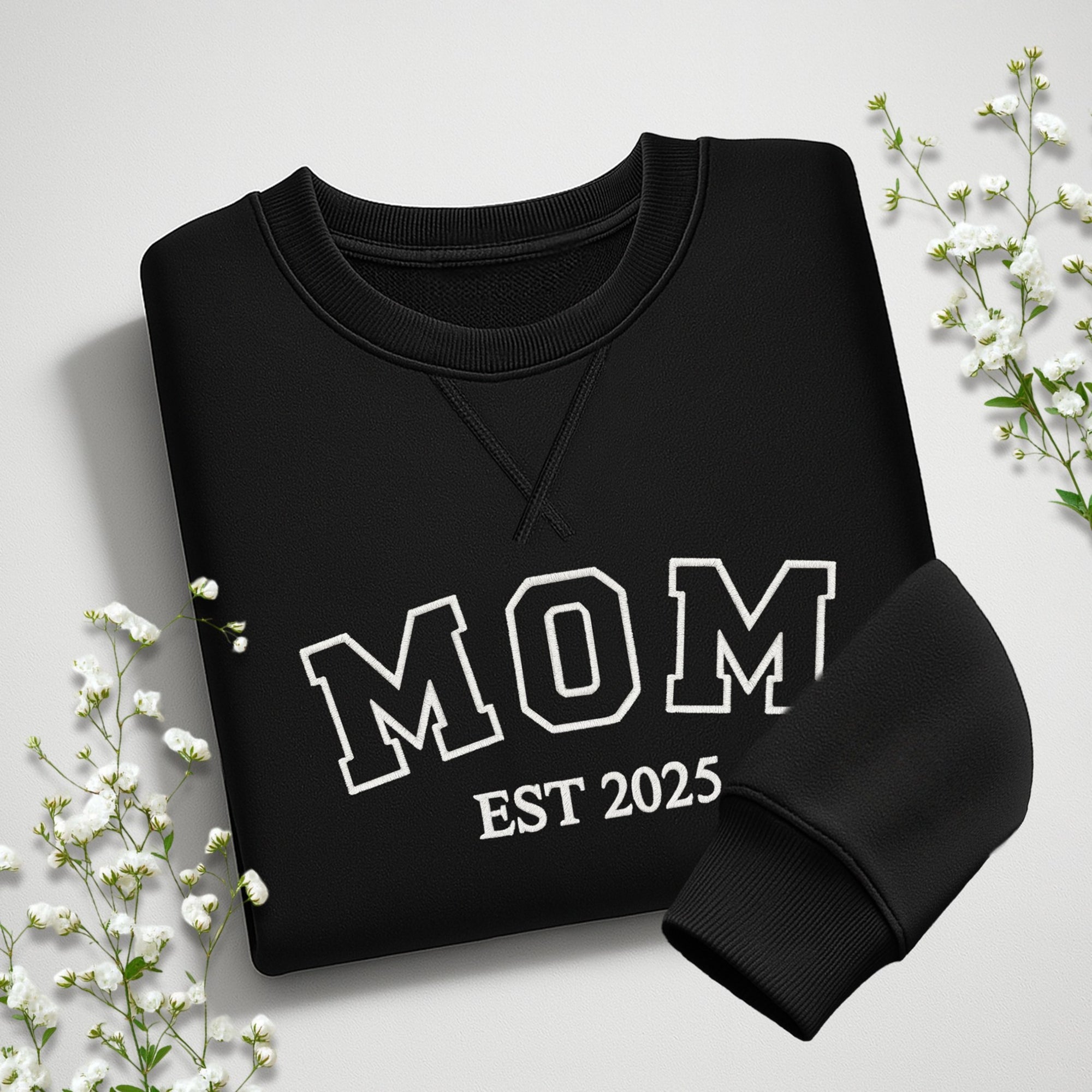 Custom Mother, Father Embroidered Unisex Sweatshirt, Personalised Family Jumper Unisex Oversized Crewneck Mum/ Mom/ Dad Embroidery Xmas Gift