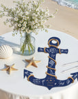 Custom Wooden Anchor Wedding Sign & Rope, Personalised Nautical Guest Book Alternative, Welcome Navy Beach Signage Destination Decor Keepsake
