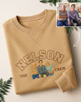 Custom Photo Embroidered Family Sweatshirt, Personalised Portrait Crewneck Jumper Oversize The Crew Name Embroidery, Christmas Birthday Gift