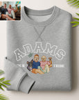 Custom Photo Embroidered Family Sweatshirt, Personalised Portrait Crewneck Jumper Oversize The Crew Name Embroidery, Christmas Birthday Gift